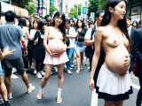 ボテ腹妊婦露出　フラッシュモブ画像　千葉県　成田市